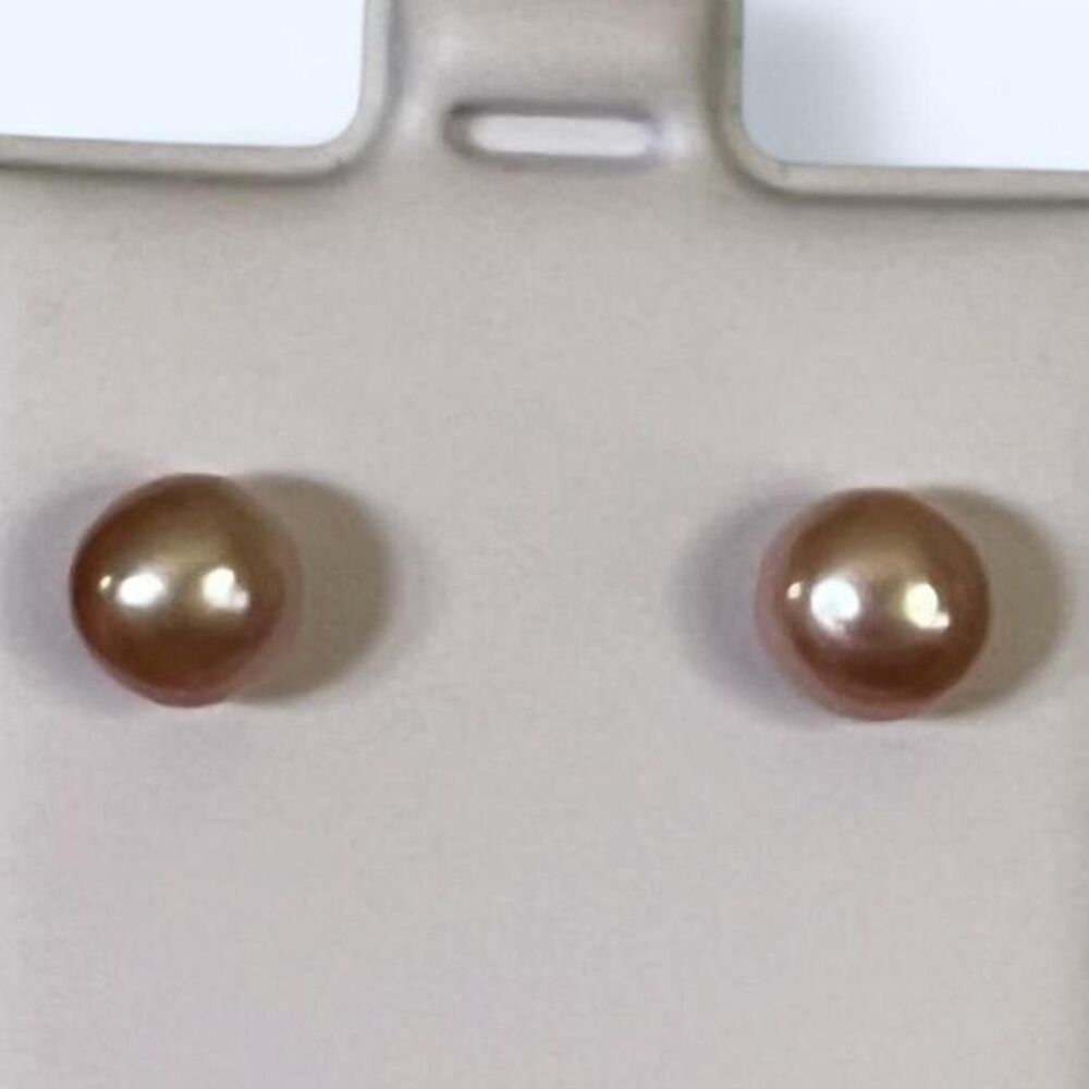 Pink pearl stud earrings with gold plated solid 925 Sterling Silver
